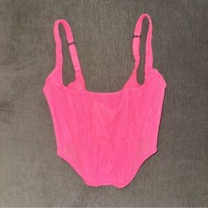 UO Out From Under LoveStruck Hot Pink Lace Corset Top 💖